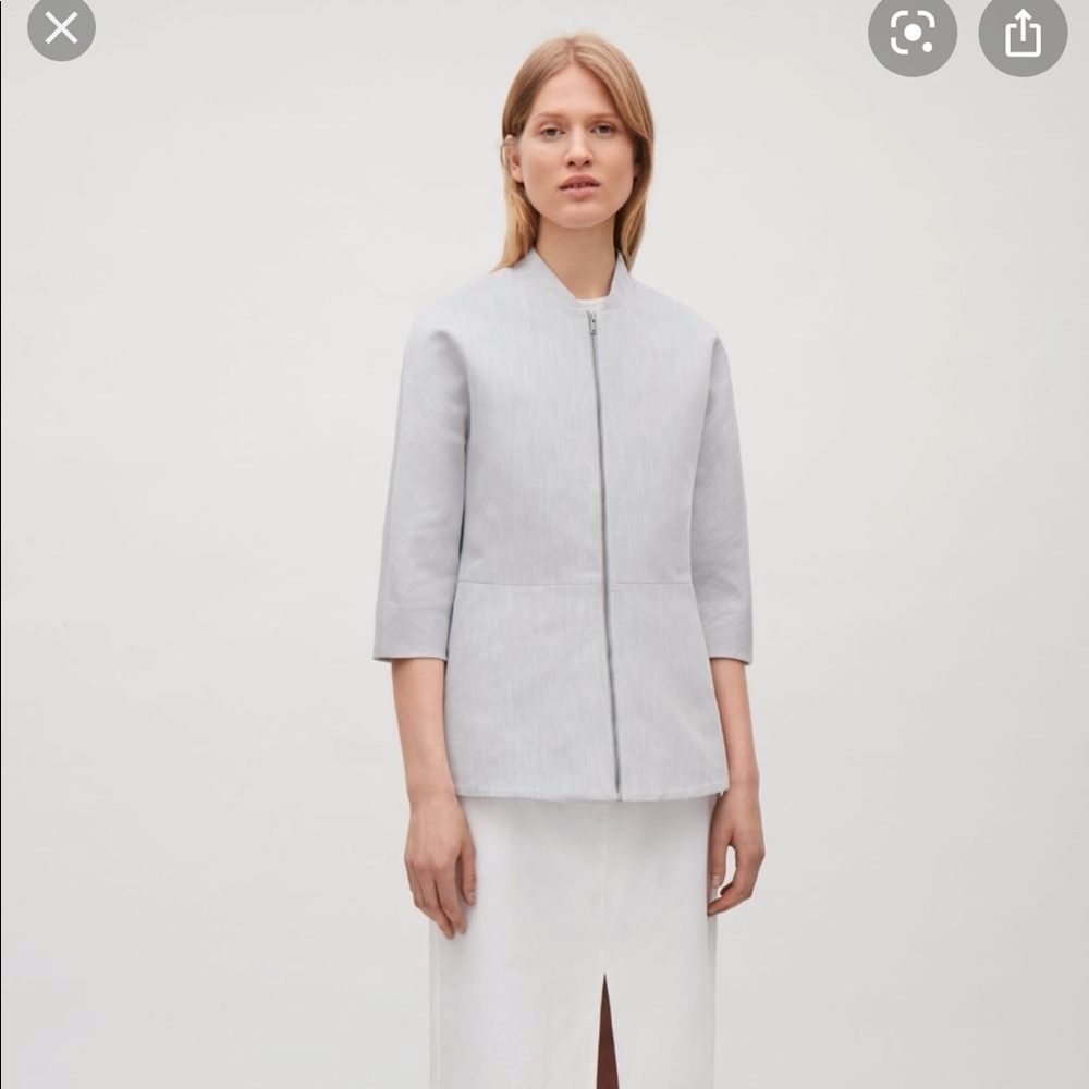 COS Twill Cotton Lined Zip Up Jacket